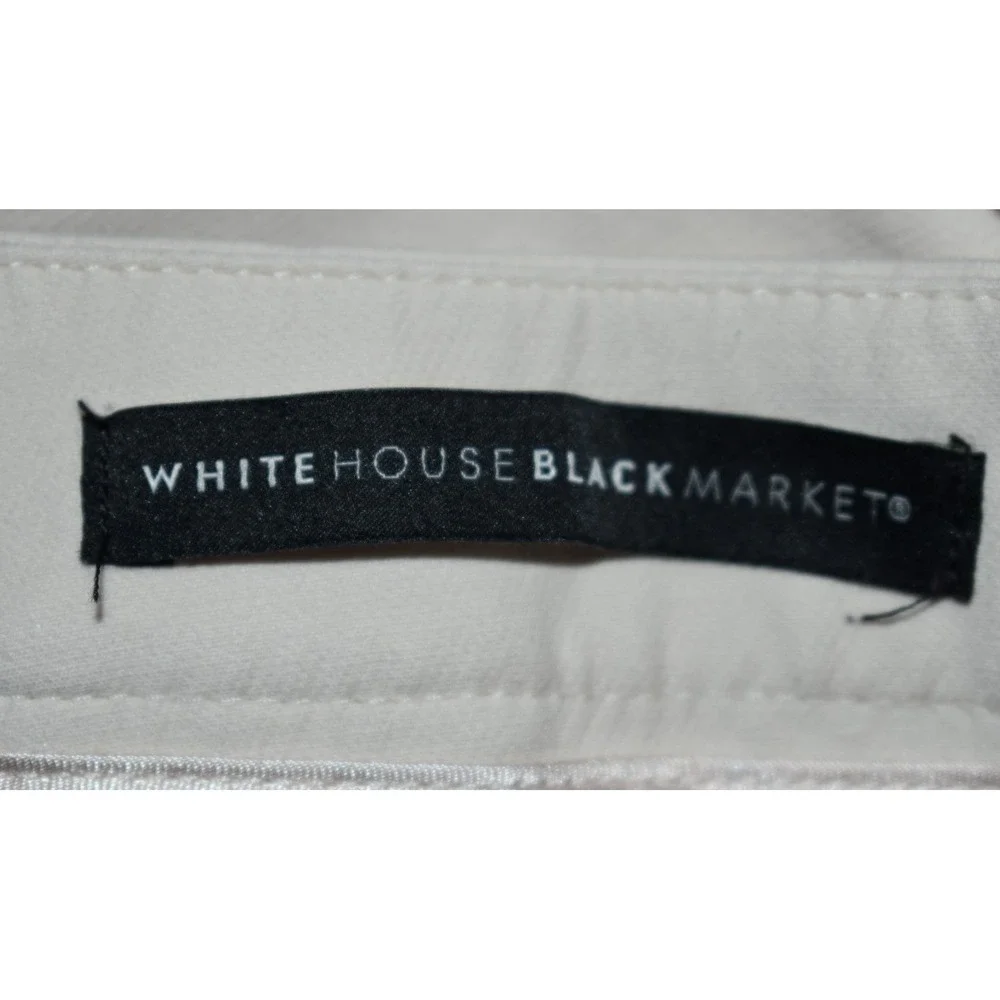 White House Black Market 12 Embroidered THE STRAIGHT CROP Stretch Ivory Cream - Picture 6 of 16